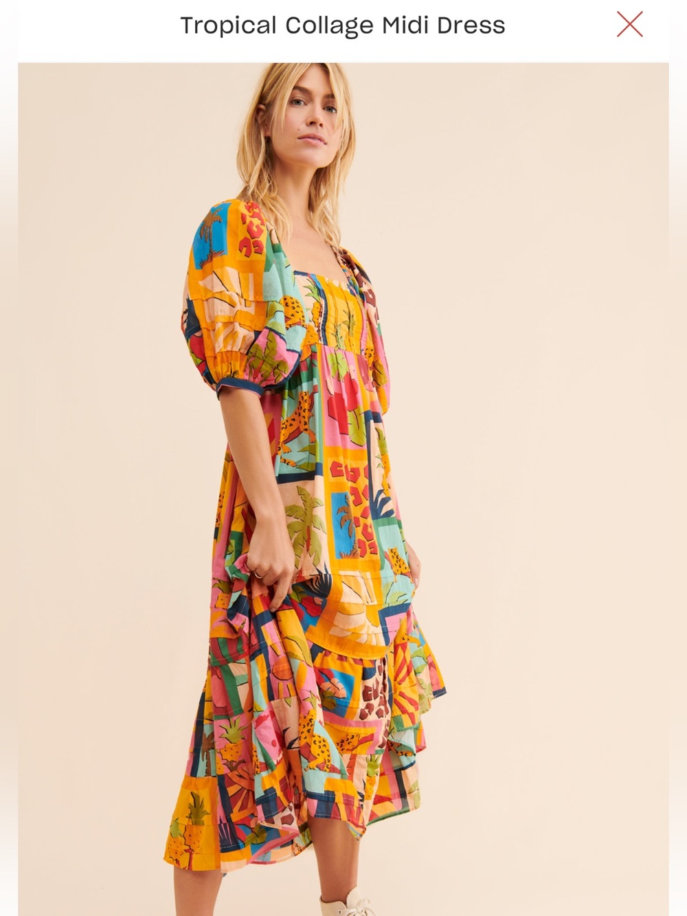 Farm Rio Tropical Collage Midi Dress - Multicolor